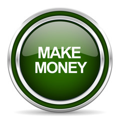 make money green glossy web icon