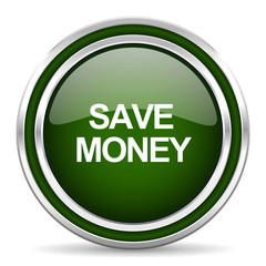 save money green glossy web icon