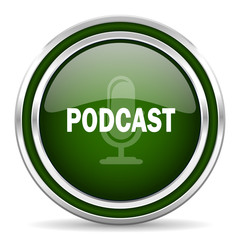 podcast green glossy web icon