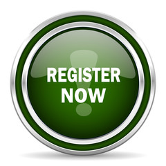 register now green glossy web icon