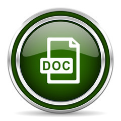 doc file green glossy web icon