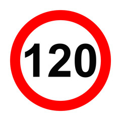 Speed Sign - Number 120 on white background