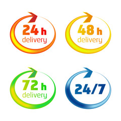 Around the clock delivery vector icons