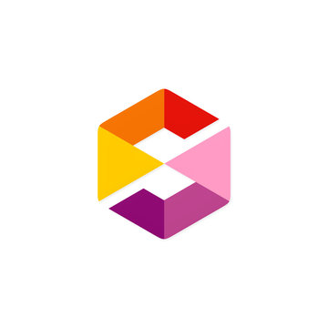 abstract rhombus colorful letter S logo