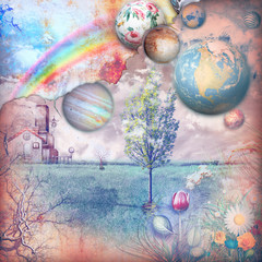 Enchanted farmhouse in the countryside with rainbow © Rosario Rizzo