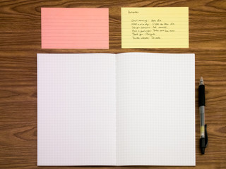 Portuguese; Learning New Language Writing Words on the Notebook