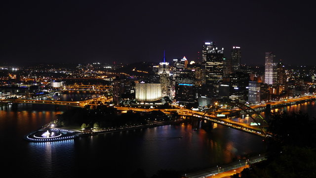 Pittsburgh Dusk to Night Timelapse 4K Ultra HD