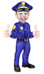 Cartoon Policeman Giving Thumbs Up