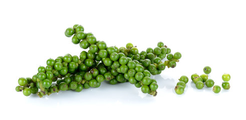 Green peppercorns isolated on the white background