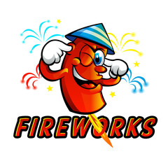 Red Cartoon fireworks 