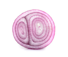 Slice with red onion isolated on the white background