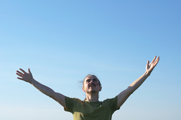 Young man sappealing to the gods