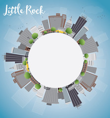Little Rock Skyline with Grey Building, Blue Sky and copy space