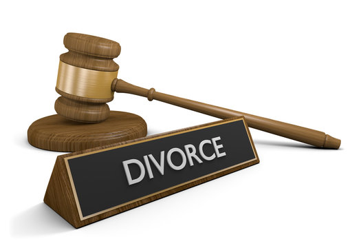 Court gavel concept for divorce and family law