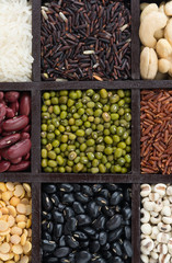 Mixture of beans in block