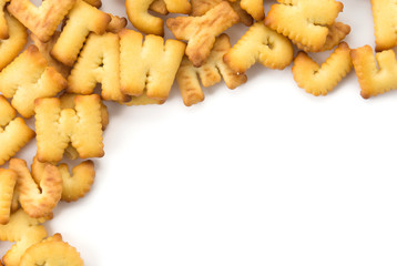 salted crackers or biscuit a b c shape