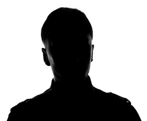 Hidden face in the shadow.male silhouette.
