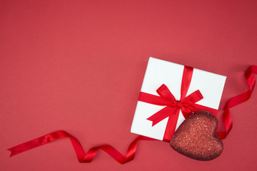 gift box wrap silk ribbon with love heart shape