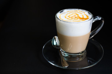 latte coffee cup, on a dark background