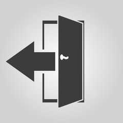 The exit icon. Logout and output, outlet, out symbol. Flat