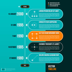 Horizontal vector timeline template on turquoise background. EPS10 - 90735822