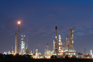 petrochemical plant in night time