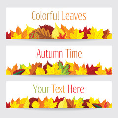Colorful autumn leaves banners