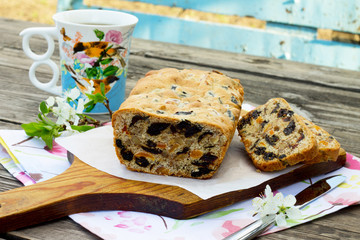 Homemade muffins with dried fruit and nuts
