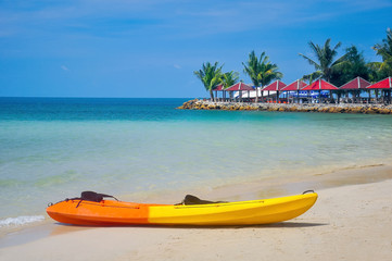 Fototapeta na wymiar Kayak laid on beach
