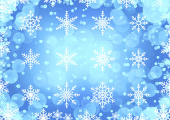 Different  Snowflakes on blue