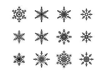 Different  Snowflakes on white