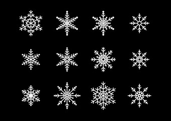 Different Snowflakes on black
