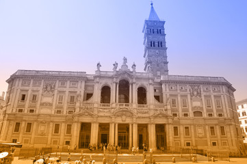 Naklejka premium Two-color postcard with view of Rome 