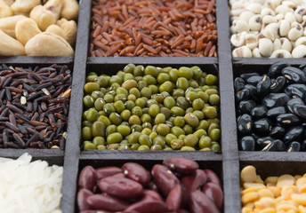 Mixture of beans in block