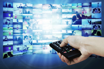 Big LCD panel with television stream images