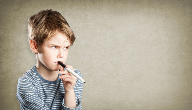 Boy, Portrait, Stift, nachdenklich