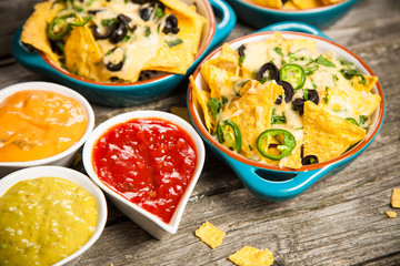 Nachos with melted cheese
