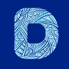 Ethnic hand drawn letter D