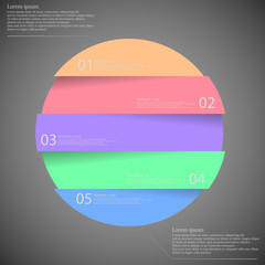 Dark illustration inforgraphic with ring divided to five parts