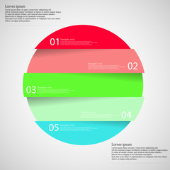 Light illustration inforgraphic with ring divided to five parts