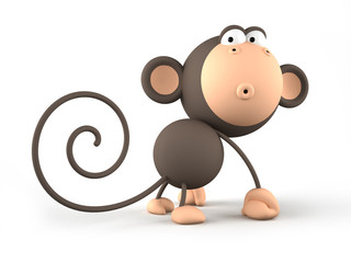 Cartoon monkey isolated on white background 3D rendering