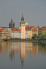 Fototapeta premium A view of the Vltava river and Smetana museum, Prague, Czech Republic