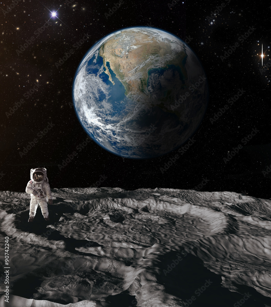 Wall mural astronaut on the moon.