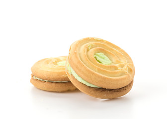 cookie biscuit with cream on white