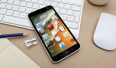 Workplace with mobile phone