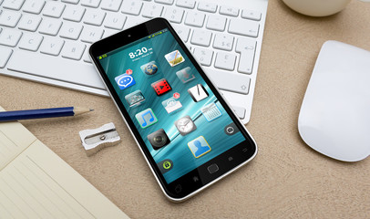 Workplace with mobile phone