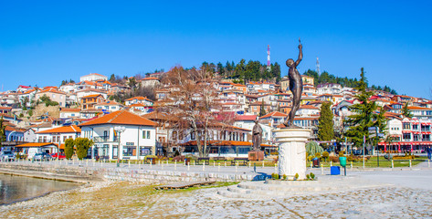 view of the historical part of ohrid town in macedonia - fyrom -which belongs to the unesco world...