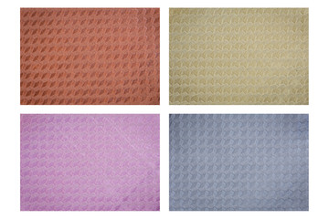 Fototapeta premium Set of colorful fabric texture isolated on white