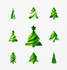 Set of abstract Christmas Tree Icons, business logo concepts