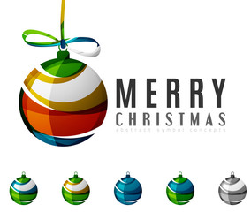 Set of abstract Christmas ball icons, business logo concepts